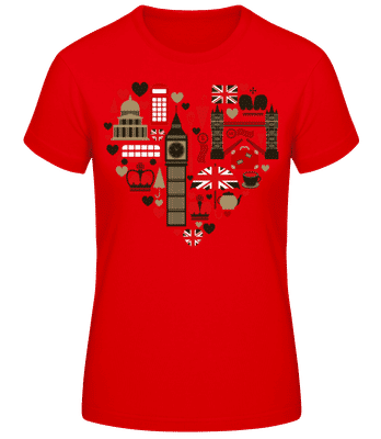 London Love Heart - Women's Basic T-Shirt - Red - Front