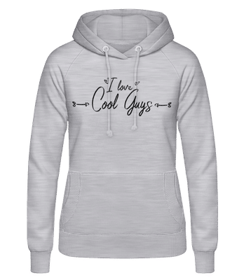 I Love Cool Guys - Sweat à capuche Femme - Gris chiné - Devant