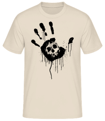 Totenkopf Schwarze Hand - Männer Basic T-Shirt - Creme - Vorne