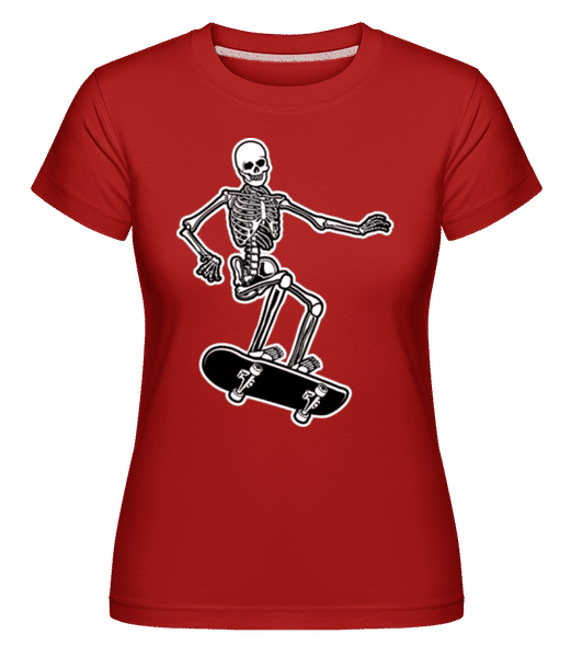 Aperçu: Skull Skateboard -  T-shirt Shirtinator femme - Rouge - Devant
