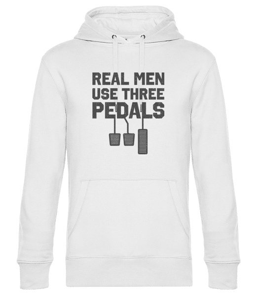 Aperçu: Real Men Use Three Pedals - Sweat à capuche premium Unisexe - Blanc - Devant