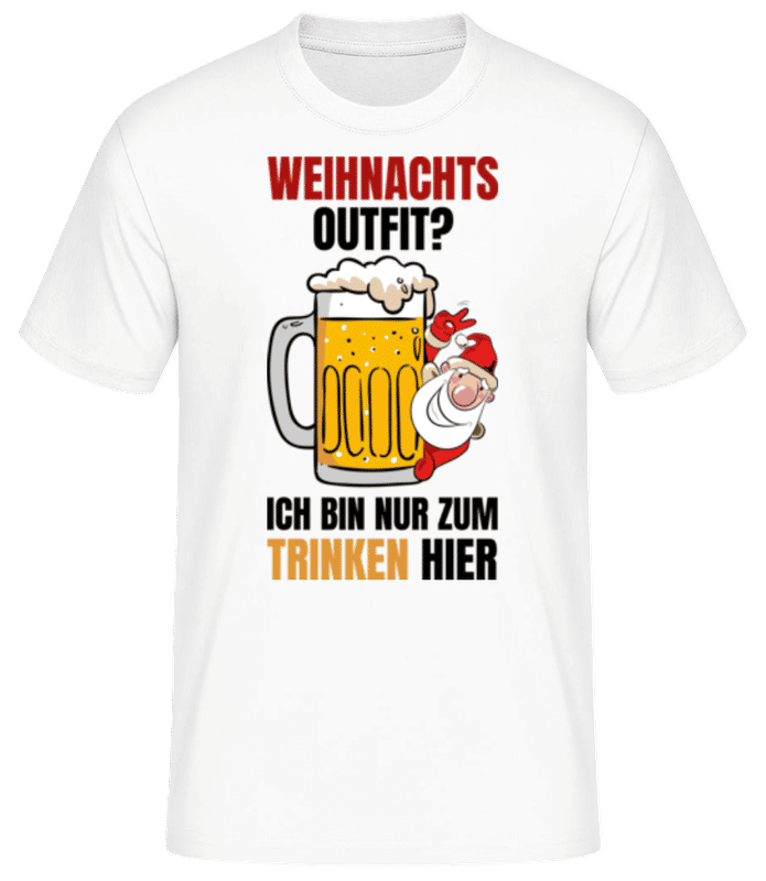 Vorschau: Bin Nur Zum Trinken Hier - Männer Basic T-Shirt - Weiß - Vorne