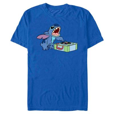 Disney - Lilo & Stitch - Stitch DJ - Homme T-shirt - Bleu royal - Devant