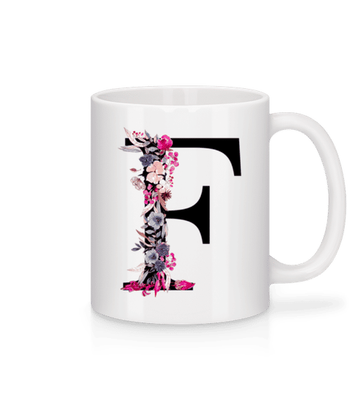 Aperçu: Fleurs Initiale F - Mug en céramique blanc - Blanc - Devant