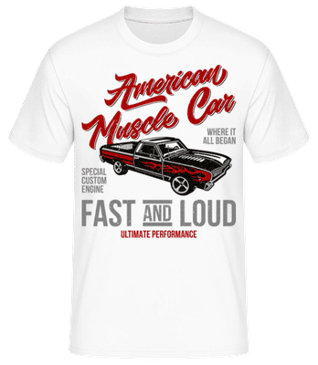Americký Muscle Car - Pánske basic tričko - Biela - Predné