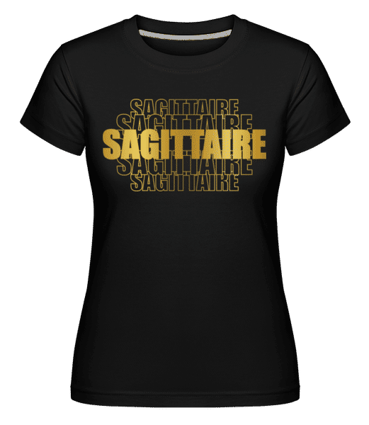 Aperçu: Écriture Doré Astrologique Sagittaire -  T-shirt Shirtinator femme - Noir - Devant
