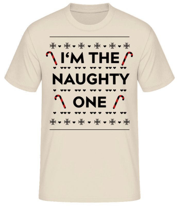 Náhled: I'm The Naughty One - Pánské basic tričko - Krémová - Napřed