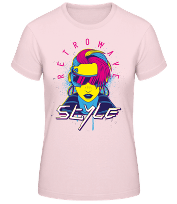 Retrowave Style - Dámské basic tričko - Růžová - Napřed