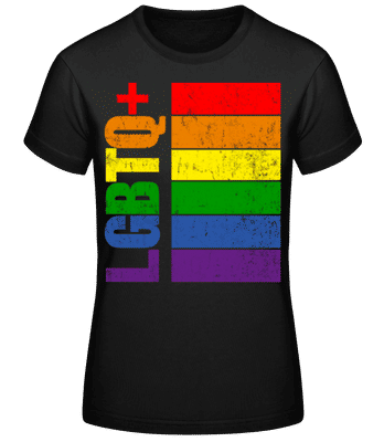LGBTQ+Fahne - Frauen Basic T-Shirt - Schwarz - Vorne