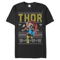 Marvel - Avengers - Thor Ugly - Navidad - Hombres Camiseta - Negro - delante