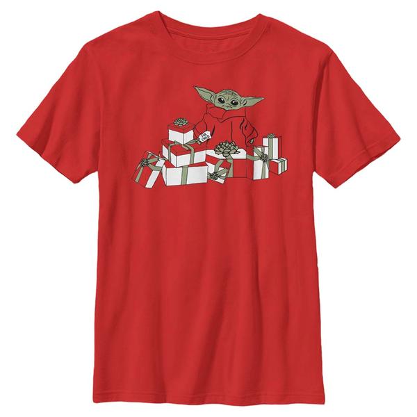Aperçu: Star Wars - The Mandalorian - The Child And Gifts - Christmas - Enfant T-shirt - Rouge - Devant