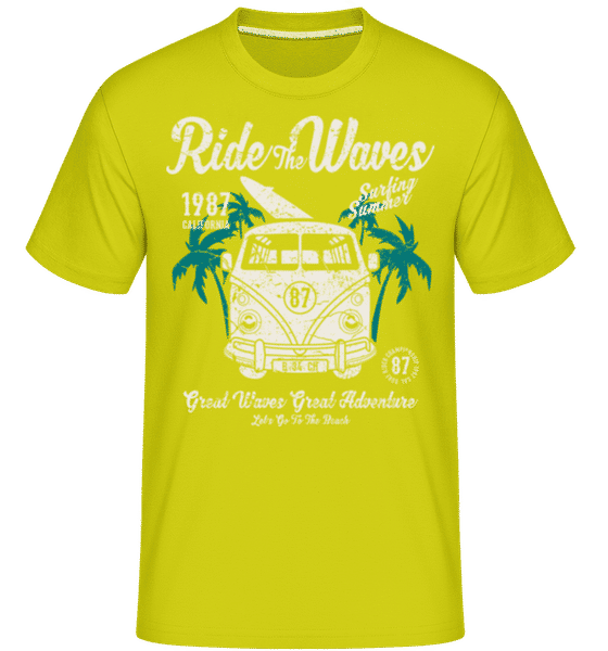 Preview: Ride The Waves -  Shirtinator Men's T-Shirt - Lime - Front