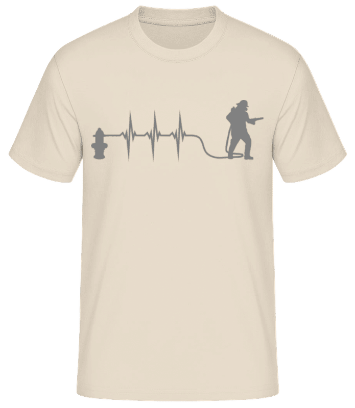 Vorschau: Feuerwehrmann Herzschlag - Männer Basic T-Shirt - Creme - Vorne
