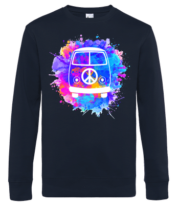 Hippie Bus - Sweat-shirt standard pour homme - Bleu marine - Devant