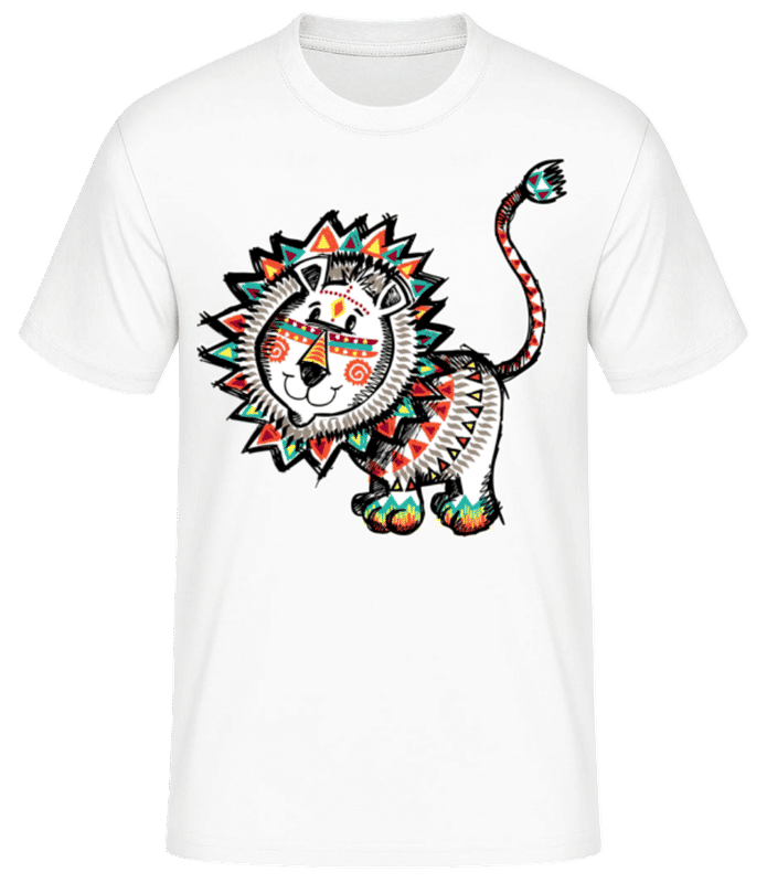 Vorschau: Indiander Löwe - Männer Basic T-Shirt - Weiß - Vorne
