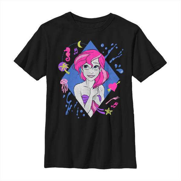 Aperçu: Disney - Ariel La Petite Sirène - Malá mořská víla 90S - Enfant T-shirt - Noir - Devant