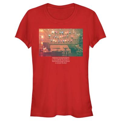 Netflix - Stranger Things - Logo Christmas Lights - Christmas - Women's T-Shirt - Red - Front