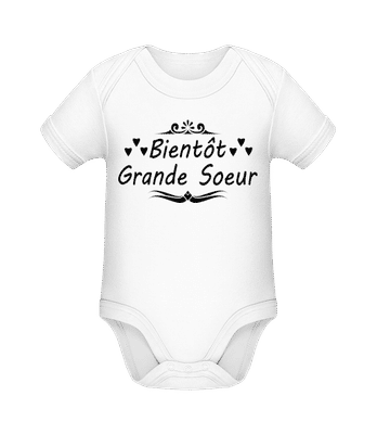 Bientôt Grande Sœur - Body manches courtes bio - Blanc - Devant