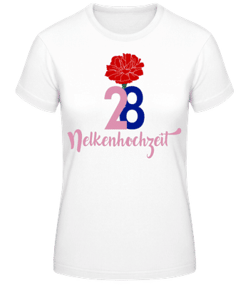 28 Jahre Nelkenhochzeit - Frauen Basic T-Shirt - Weiß - Vorne