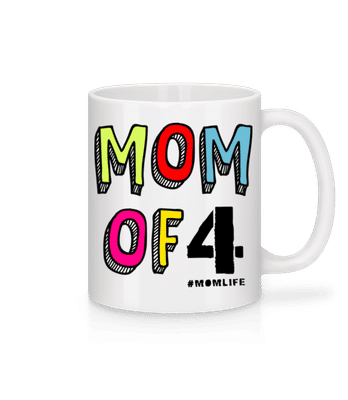 Mom Of 4 Momlife - Mug en céramique blanc - Blanc - Devant