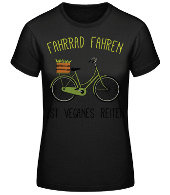 Fahrrad Fahren Veganes Reiten - Frauen Basic T-Shirt - Schwarz - Vorne