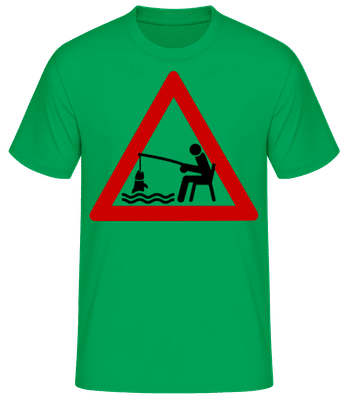 Fishing Warning Sign - Pánske tričko B&C - Irish green - Predné