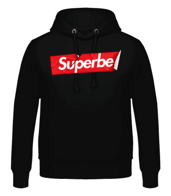 Superbe Aufkleber - Männer Hoodie - Schwarz - Vorne