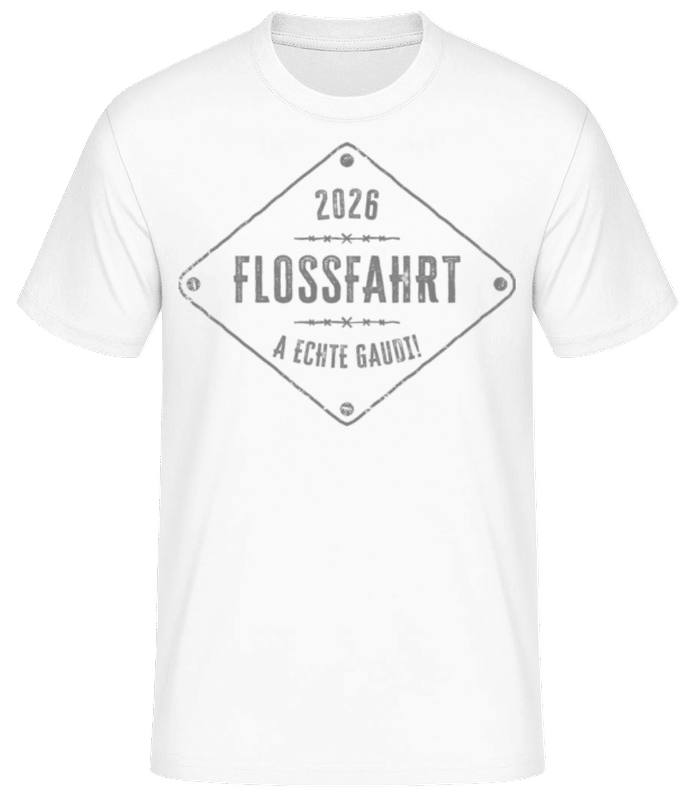 Vorschau: Flossfahrt 2025 A Echte Gaudi - Männer Basic T-Shirt - Weiß - Vorne