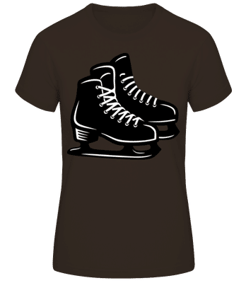 Schlittschuhe - Frauen Basic T-Shirt - Braun - Vorne