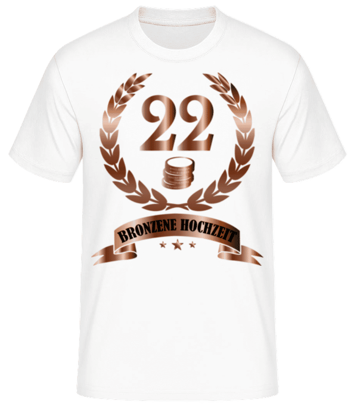 Vorschau: 22 Jahre Bronzene Hochzeit - Männer Basic T-Shirt - Weiß - Vorne
