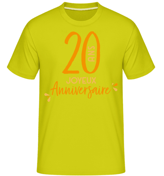 Aperçu: 20 Ans Joyeux Anniversaire -  T-Shirt Shirtinator homme - Citron vert - Devant