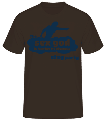 Stag Party Sex God - Männer Basic T-Shirt - Braun - Vorne
