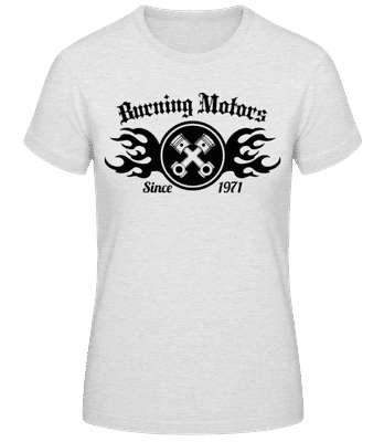 Burning Motors Biker - Frauen Basic T-Shirt - Grau meliert - Vorne