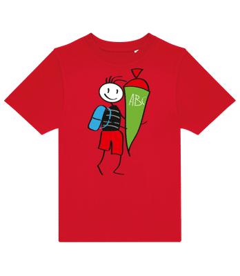 Child With Cornet Filled With Sweets - Kids B&C T-Shirt - Red - Front