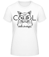 Vychladnúť mačka vždy - Dámske basic tričko - Biela - Predné