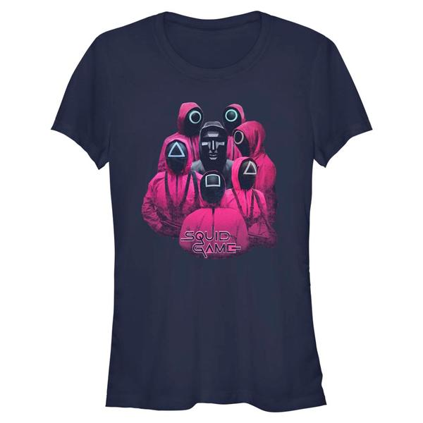 Preview: Netflix - Squid Game - Front Man & Guards Ring Around the Ringleader - Women's T-Shirt - Navy - Front