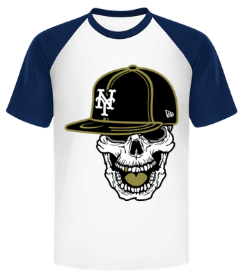 Hardcore - Männer Baseball T-Shirt - Weiß / Marine - Vorne