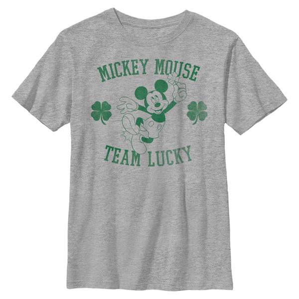 Aperçu: Disney Classics - Mickey Mouse - Mickey & přátelé Team Lucky - Enfant T-shirt - Gris chiné - Devant