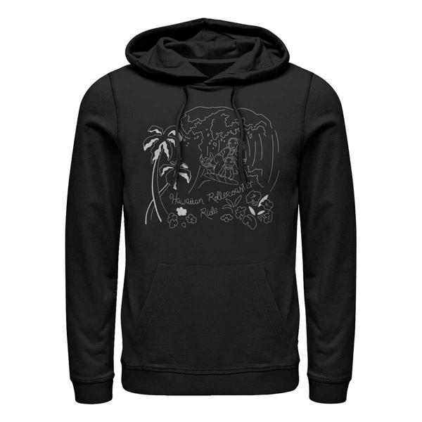 Preview: Disney - Lilo & Stitch - Stitch Surf Line Art - Unisex Hoodie - Black - Front