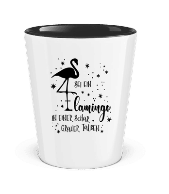 Sei Ein Flamingo - Schnapsglas zweifarbig - Weiß / Schwarz - Vorne