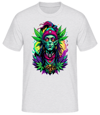 Cannabis Priester - Männer Basic T-Shirt - Grau meliert - Vorne