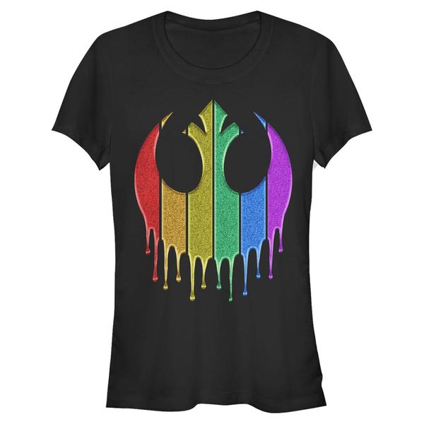 Aperçu: Star Wars - Classic Rainbow Sparkle Rebel Drip - Pride - Femme T-shirt - Noir - Devant