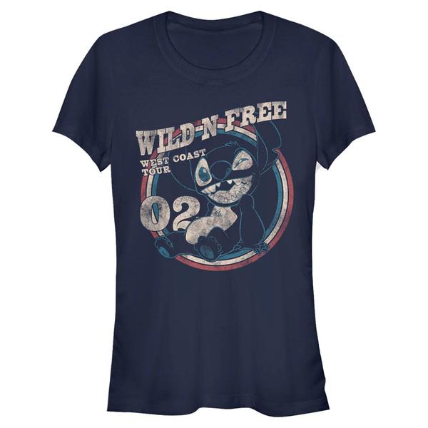 Disney - Lilo & Stitch - Stitch Americana Circle - Femme T-shirt - Bleu marine - Devant