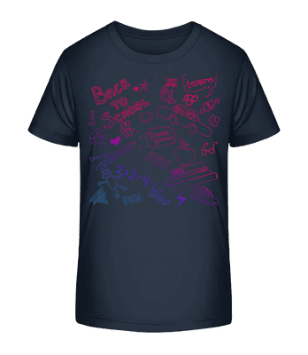 Back To School Symbols - T-shirt bio Enfant Stanley Stella 2.0 - Bleu marine - Devant