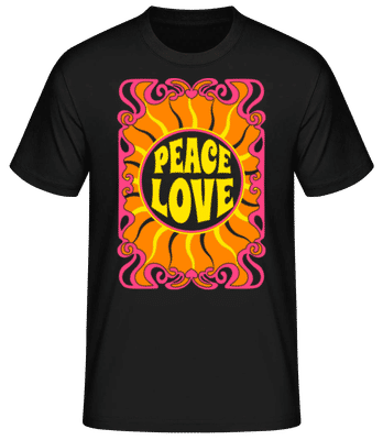 Hippie Peace Love - Pánské basic tričko - Černá - Napřed