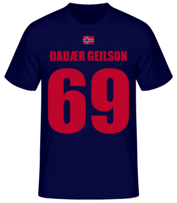 Norwegen Fußball Trikot Dauær Geilson - Männer Basic T-Shirt - Marine - Vorne
