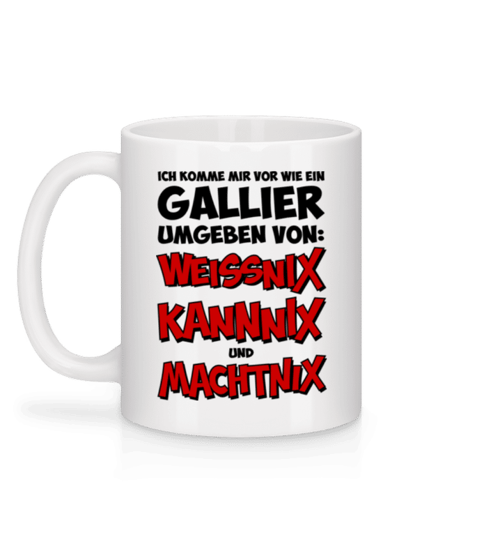 Vorschau: Weissnix Kannnix Machtnix - Tasse - Weiß - Hinten