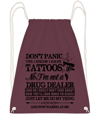 Tattoo Don't Panic - Sac à dos Drawstring - Bordeaux - Vorn