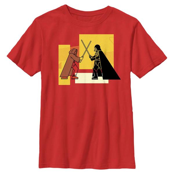 Aperçu: Star Wars - Obi-Wan Kenobi - Obi-Wan Kenobi & Darth Vader Blocky Vader vs Obi Wan - Enfant T-shirt - Rouge - Devant