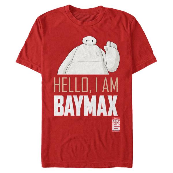 Aperçu: Disney - Les Nouveaux Héros - Baymax Hello - Homme T-shirt - Rouge - Devant